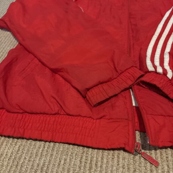 90s 80s Vintage Mens L ADIDAS ORIGINALS Nylon Red Running Track Jacket - Picture 8 of 16